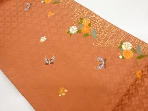 観世水に花々・蝶模様織出し名古屋帯